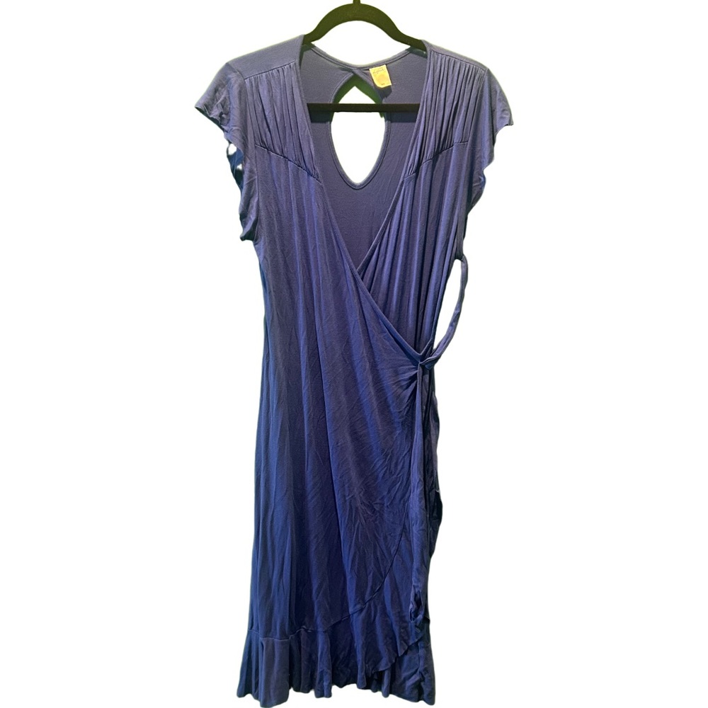 Lavieen Rose Elegant Blue Wrap Dress